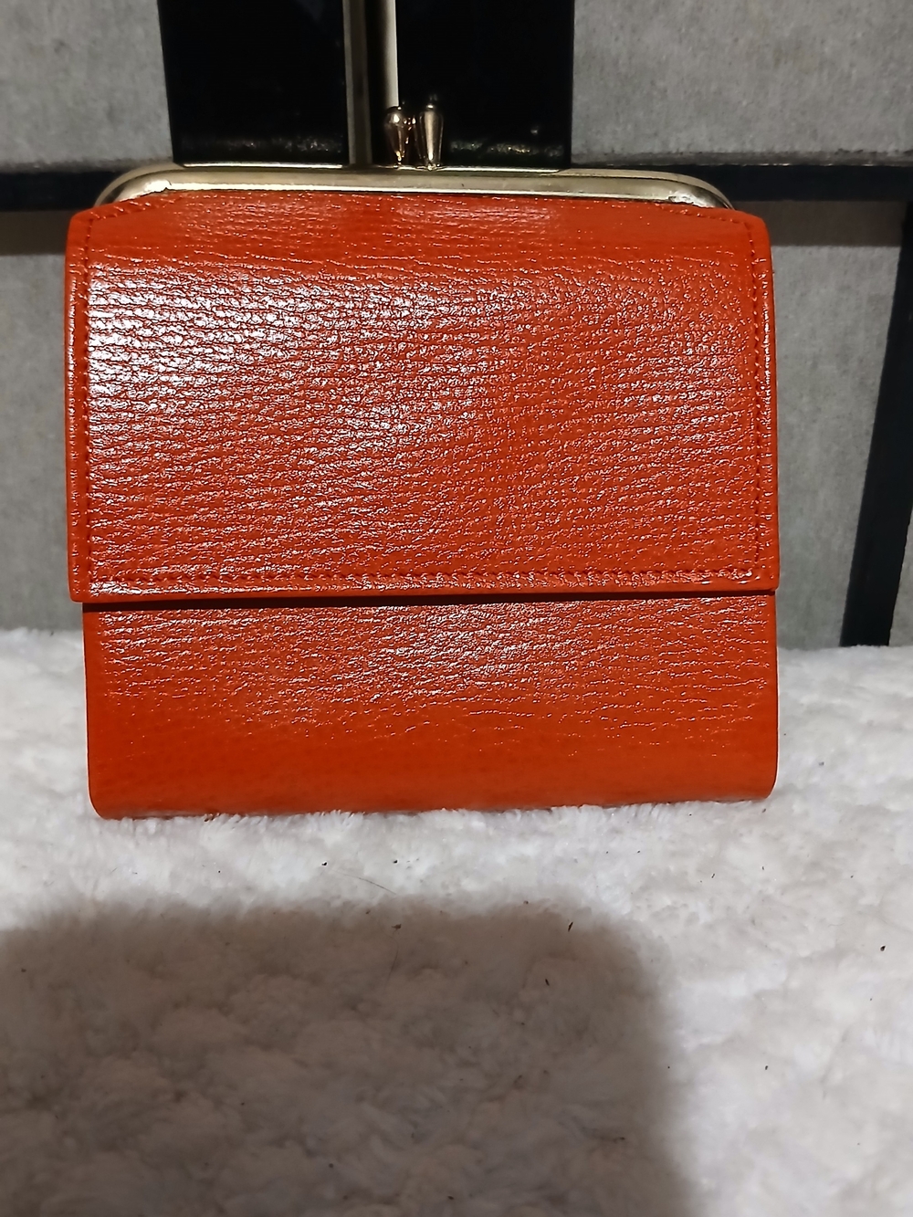 Orange Leather Compact Women's Wallet - Stylish Everyday Bag Accessory